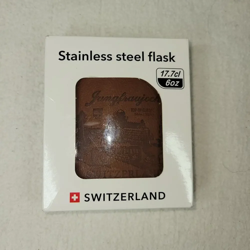 Switzerland Flag Stainless Steel Hip Flask 6oz Alcohol Drinking Travel Carry